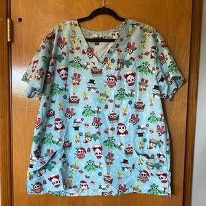 Christmas scrub top